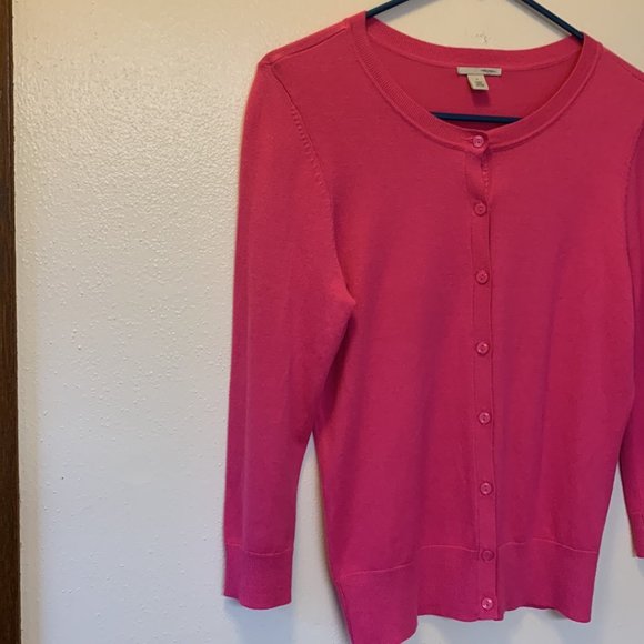 Halogen Barbie Hot Pink Long Sleeve Button Down Soft Sweater Cardigan Size S - Picture 5 of 13